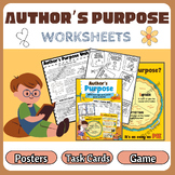 Author's Purpose Activities: Worksheet, Task cards and More