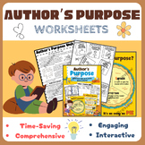 Author's Purpose Activities: Worksheet, Task cards and More