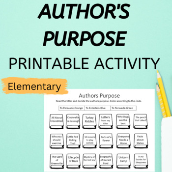 Preview of Author's Purpose Activities and writing prompts