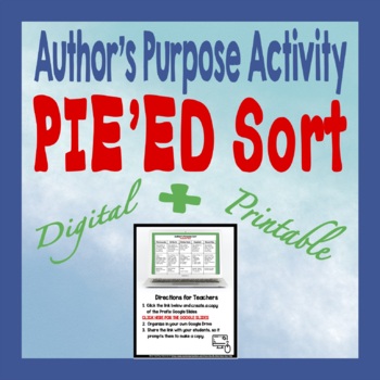 Preview of Author's Purpose Activity | 4th Grade Google Classroom Digital Activity | Sort