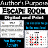 Author's Purpose Activity PIE'ED: Escape Room ELA Reading 