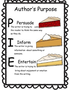 Author's Purpose Activity Pack - PIE Theme by Pencils Books and Curls