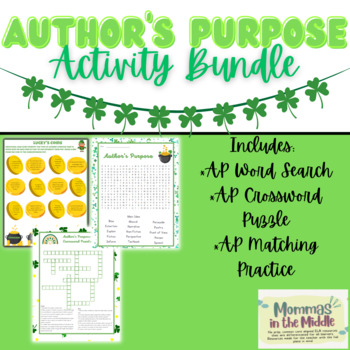 Preview of Author's Purpose Activity Pack (ST. PATTY'S EDITION) + Answer Key
