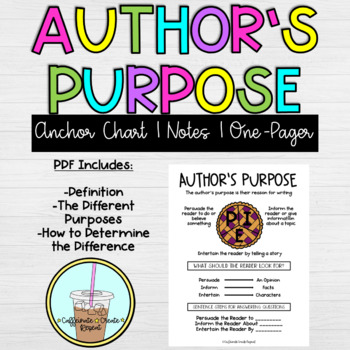 Preview of Author's Purpose | Anchor Chart | Notes | One Pager | Distance Learning