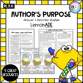 Preview of Author's Purpose Pack - Answer, Explain, Describe RI.2.6 - (Printable)