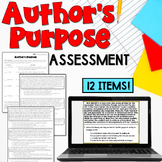 Author's Purpose Assessment or Review Worksheet for 4th, 5