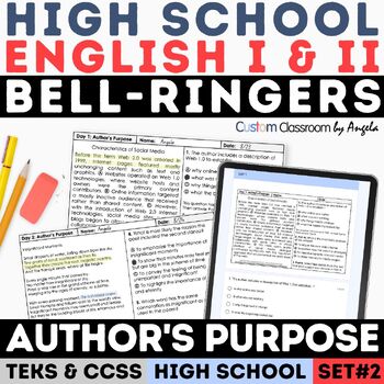 Preview of STAAR Author's Purpose Reading Comprehension Bell-Ringer High School