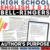 STAAR Author's Purpose Reading Comprehension Bell-Ringer H