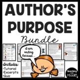 Author's Purpose Bundle Tutorial, Practice, and Quiz Langu