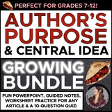 Author's Purpose & Central Idea BUNDLE! (PowerPoint, Notes