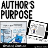 Author's Purpose Comprehension Writing Station (+ Digital)