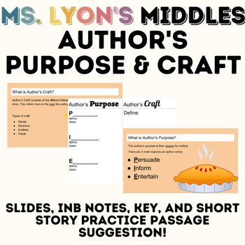 Preview of Author's Purpose & Craft Slides with INB Notes Page
