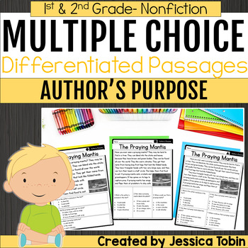 Preview of Author's Purpose Differentiated Reading Passages 1st 2nd Grade Multiple Choice