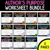 Author's Purpose ELA Worksheet Holiday Bundle