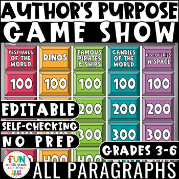Preview of Author's Purpose Game Show (5 Types) | ELA Test Prep Reading Review Game Digital