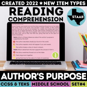 Preview of STAAR Author's Purpose Test Prep | Google Slides Review Game | NEW Item Types