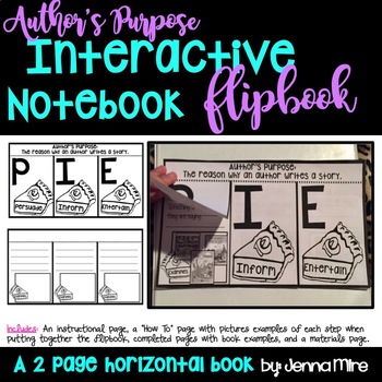 Preview of Author's Purpose Interactive Notebook Horizontal Flip Book