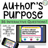 Author's Purpose ~ Interactive PPT game with 36 questions,