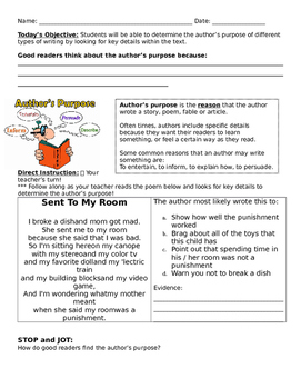 Preview of Author's Purpose Lesson