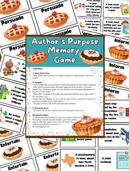 Preview of Author's Purpose Memory Game