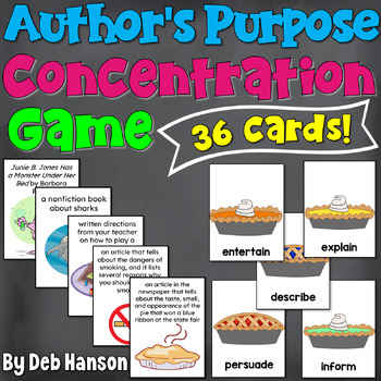 Author's Purpose Memory Game (PIE'ED) by Deb Hanson