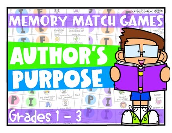 Author's Purpose - Memory Match Games and Printables - Grades 1 - 3