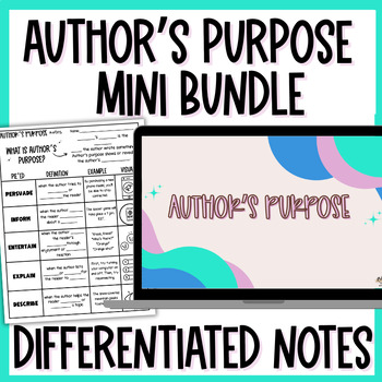 Preview of Author's Purpose Mini Bundle - Task Cards, Slides, Passages, & Worksheets