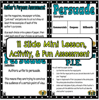 Preview of Author's Purpose Mini Lesson & Activity / Distance or In Class/ pdf file