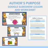 Author's Purpose Mini Lesson and Worksheet 