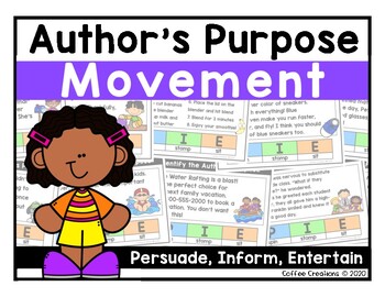 Preview of Author's Purpose | Movement Game | Persuade, Inform, Entertain