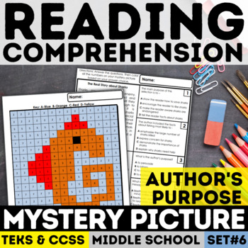 Preview of Author's Purpose Mystery Picture | Reading Comprehension | Print & Digital