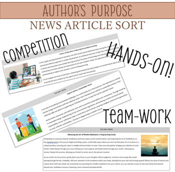 Preview of Author's Purpose "News Articles" Sorting Activity