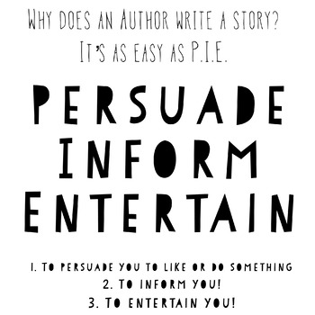Preview of Author's Purpose (P.I.E) Poster
