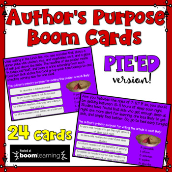 Preview of Author's Purpose PIE'ED Task Cards: BOOM Cards