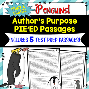Preview of Author's Purpose PIE'ED Test Prep Passages with Print and Digital with TpT Easel