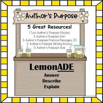 Teaching Author's Purpose, Answer, Describe, and Explain