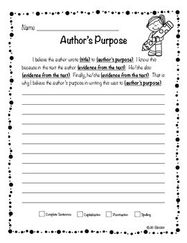 Author's Purpose - Sentence Writing Activity