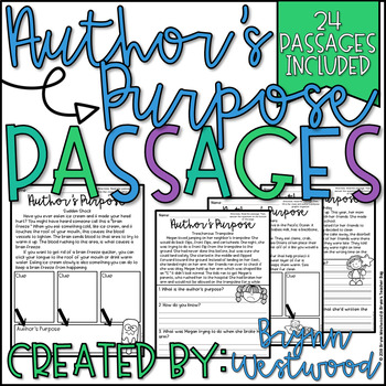 Preview of Author's Purpose Passages-24 Passages to Practice Identifying Author's Purpose