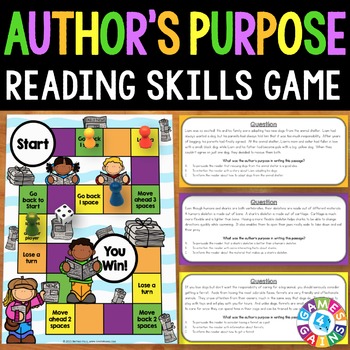 Author's Purpose Passages & Task Cards Game - Activity for Reading Centers