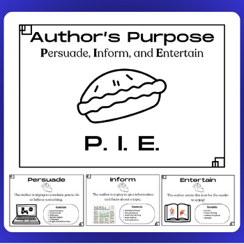 Preview of Author's Purpose: Persuade, Inform, or Entertain? P.I.E. - Anchor Chart Posters