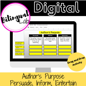 Preview of Author's Purpose Pie Google Classroom Activity- Distance Learning