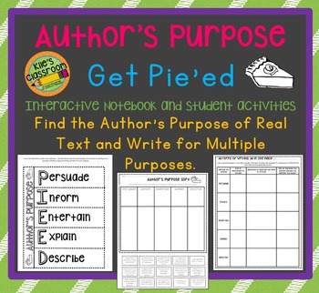 Preview of Author's Purpose - Pie'ed Student Activities and Interactive Notebook Pages