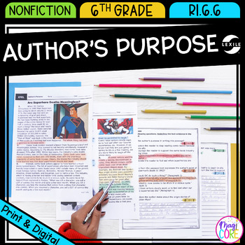 Preview of Author's Purpose & Point of View 6th Grade Reading Comprehension Passages RI.6.6