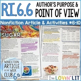 Author's Purpose & Point of View RI.6.6 | Too Much Sugar Article #6-10