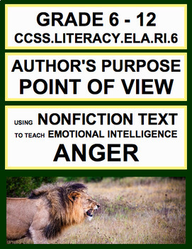 Preview of Author's Purpose Point of View with SEL Nonfiction Article: How to Express Anger