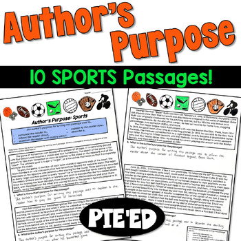 Preview of Author's Purpose Practice: Worksheets with Sports Passages for 4th & 5th Grade