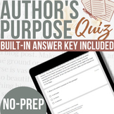 Author's Purpose Quiz | Self-Grading | 12 Questions + Answer Key