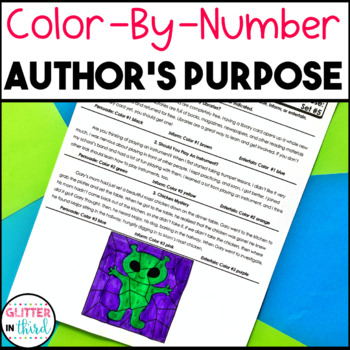 Preview of Author's Purpose Coloring Activity Color by Number Worksheets