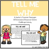 Author's Purpose Reading & Writing Passages Kindergarten 1