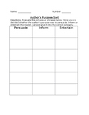 Author's Purpose/Text Evidence Assessments